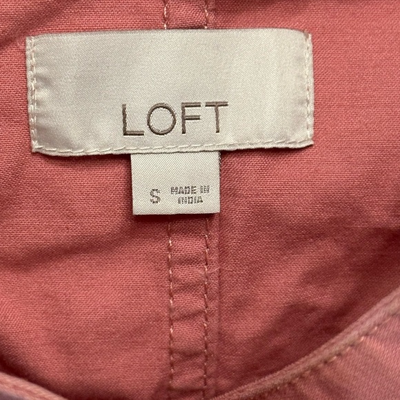 Loft Cotton Pink Button Down Utility Jacket Military Style Size Small No Belt - Picture 3 of 5